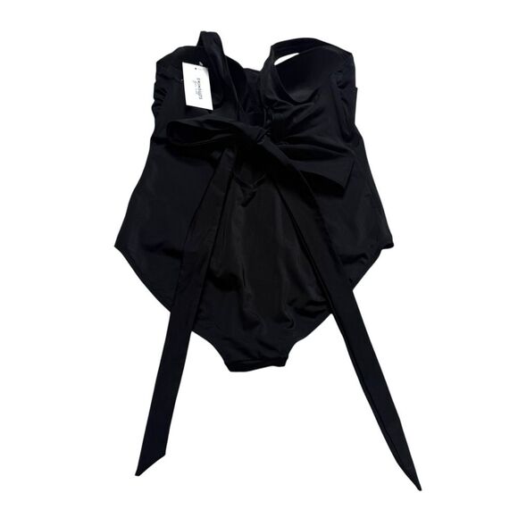 Swimsuits For All Black Hi-Cut One Piece Swimsuit with Flirty Back Tie Sz 20 NWT - Picture 3 of 10